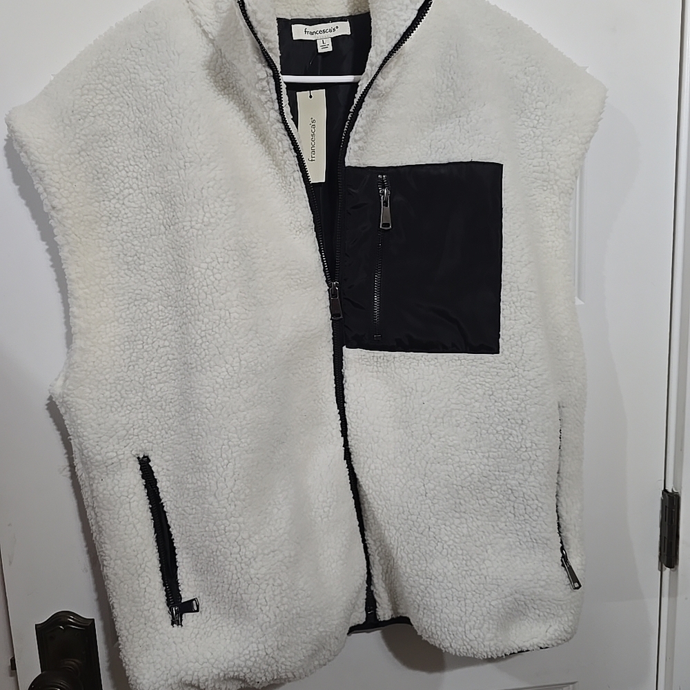 Francescas Collections Lindsay‎ Two Tone Sherpa Vest NWT SZ Large
